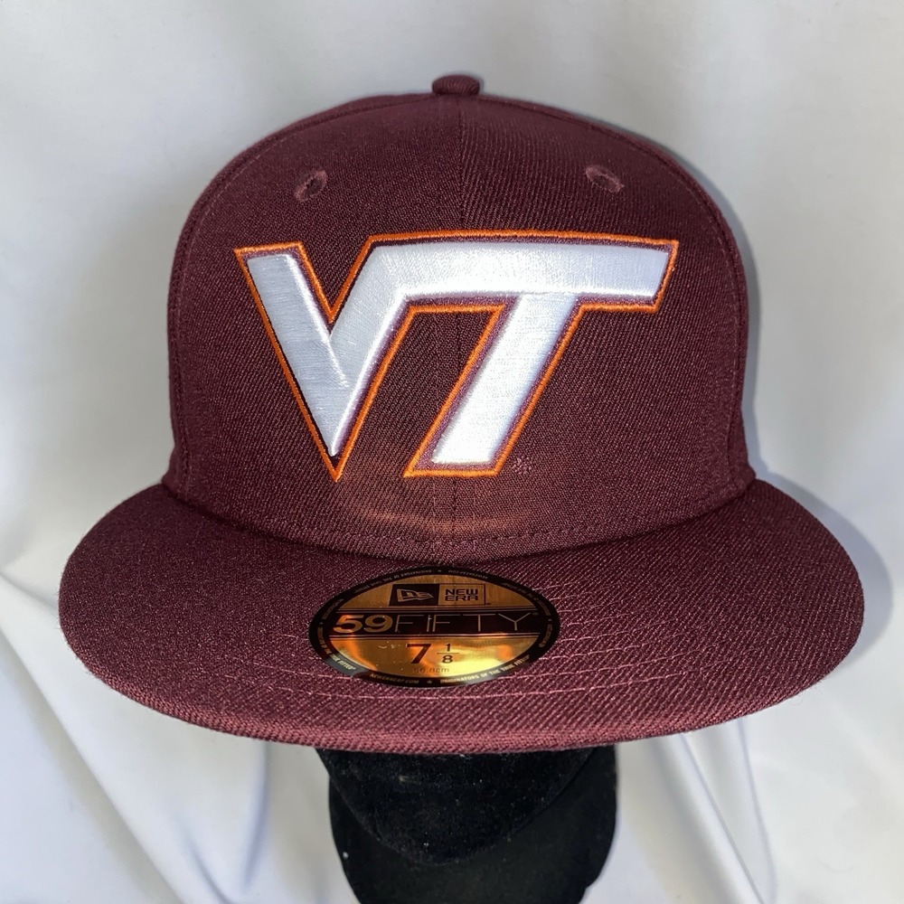 Virginia Tech Hokies New Era 59FIFTY Fitted‎ Hat - Maroon NEW Sz 7 1/8